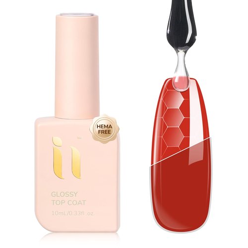 Hema Free Gel Top Coat - Long Lasting Clear UV/LED TPO Free Formula | Hypoallergenic No Wipe 10ml