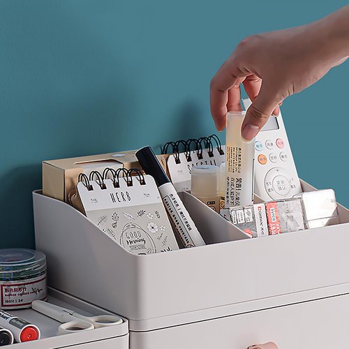 Granvela 5-Compartment Desktop Organizer for Home, Office, and Daily Essentials(Creamy White)