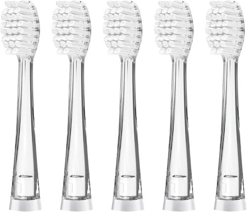 Teeteck 5 Pack Kids Toothbrush Replacement Heads Compatible with SEAGO SG513/SG977/SGEK6, DadaTech DT-K6/DT-BB1/DT-977, Brush-Baby WildOnes(Ages 3years+/Transparent)