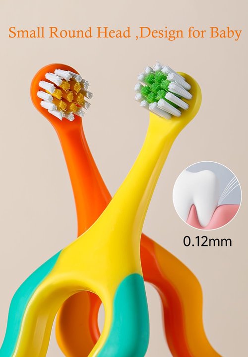onluckdeer Baby Toothbrush,Lovely Calabash Handle Design Soft Bristles Infant to Toddler Toothbrush,Small Head for 0-3 Years, Teething Relief,4 Pack