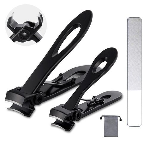Nail Clippers for Thick Nails,Fingernail Toenail Clippers,Nail Clipper Set for Adult Men Women (Black)