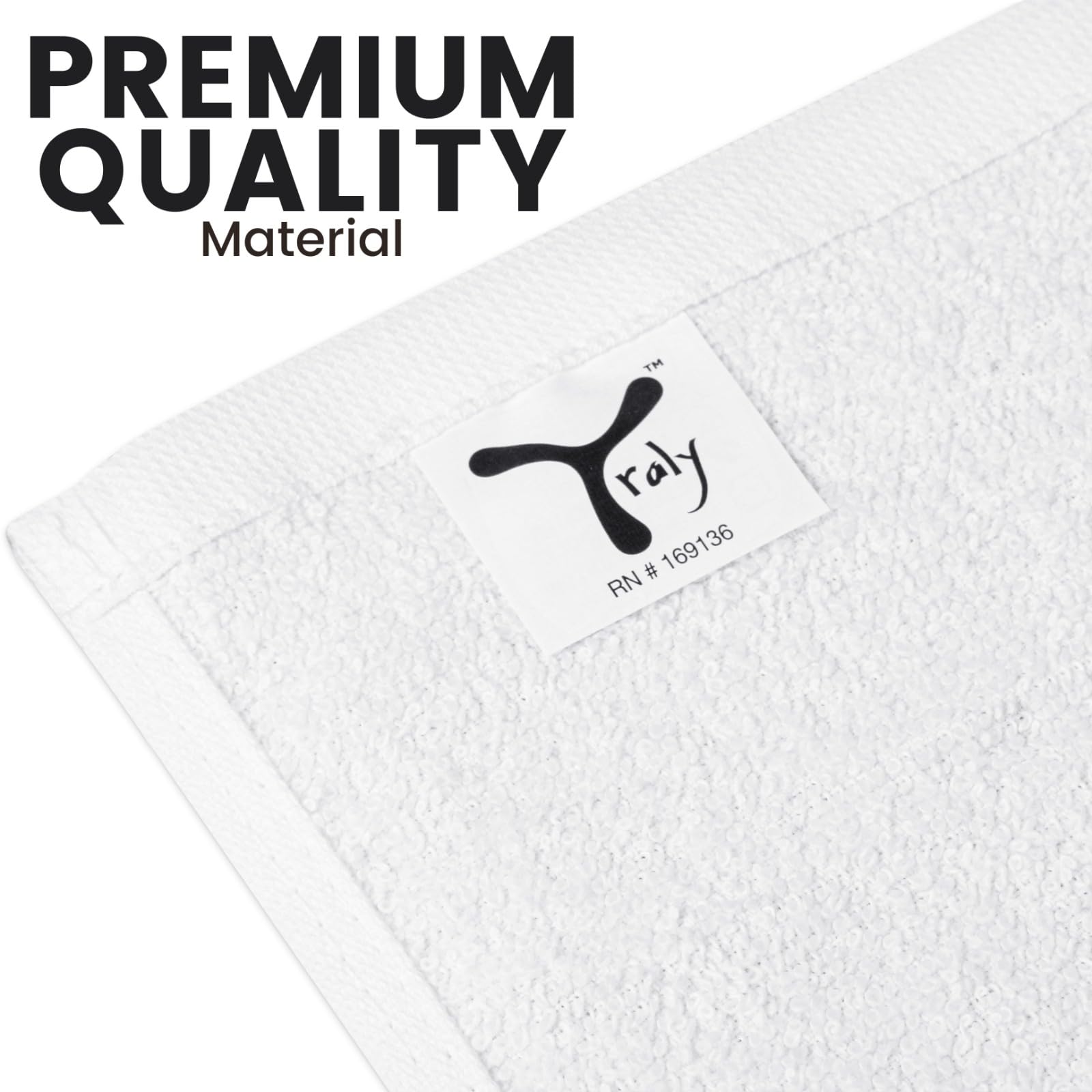 YRALY Cotton Washcloths Bulk (60 Pack) - 100% Ring Spun Cotton, Premium Quality Face Cloths, Highly Absorbent and Soft Fingertip Towels, Wash Cloths (12x12 inch, White)