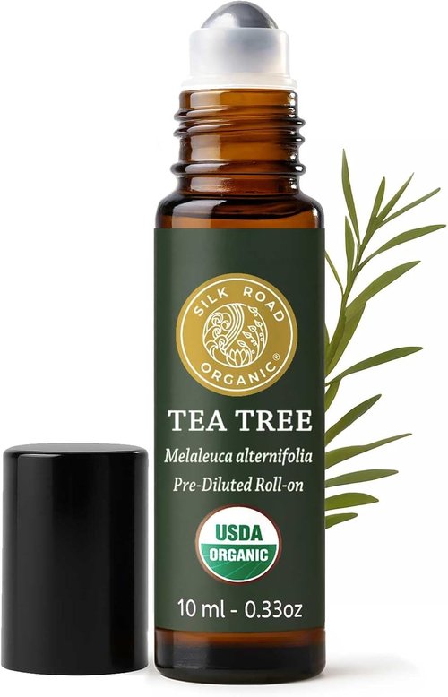 Silk Road Organic Tea Tree Essential Oil Roll-On | 100% Pure USDA Certified for Healthy Skin & Nail Care - 10 ml
