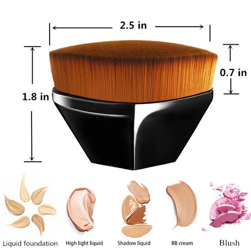 75MM Extra Large Self Tanner Kabuki Makeup Brush, 2 Pack for Lymphatic Drainage, Face Blush Liquid Powder Foundation Brush for Body Makeup, Bronzer & Foundation Tanning Mousse, Lotion Wet & Dry