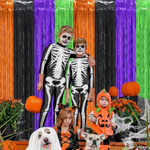 Halloween Foil Fringe Curtains 2 Pack - Large 3.3x6.6ft Party Decoration