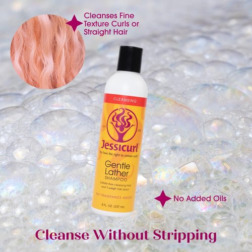 Jessicurl Gentle Lather Shampoo - Island Fantasy Scent | 8 Fl Oz Vegan & Sulfate-Free Curly Hair Cleanser