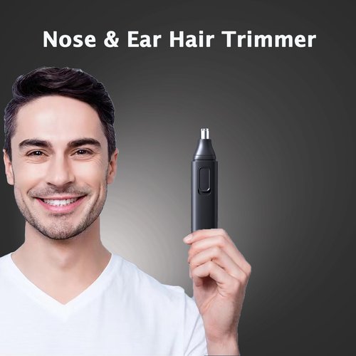 iKakocus Nose and Ear Hair Trimmer for Men, USB Rechargeable Clippers Best Rated, Painless & No Pulling with Powerful Motor & Dual-Edge Blades for Nose, Eyebrow, Facial Cutting, Waterproof & Portable