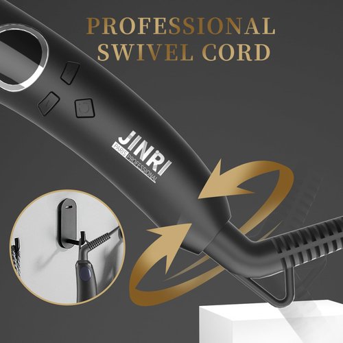 JINRI Volumizing Hair Iron, Hair Straightener Brush, Adjustable Temp, 360 ° Tail Rotation, Lasting Hair Volume, for Short Or Thin, Black
