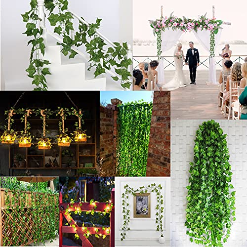 72 Pcs Artificial Ivy Vines Garland - 496ft Green Fake Foliage for Wall & Fence Decor