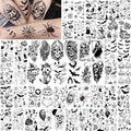 Halloween Temporary Tattoos Skull Design for Kids & Adults - 52 Sheets, Waterproof, 3D Face & Body Stickers, Spooky Face Skull Variation