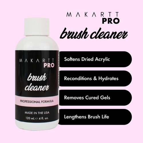 MakarttPro Professional Nail Brush Cleaner & Conditioner, Acrylic Nail Prep & Sanitation Solution for Kolinsky & Acrylic Nail Brushes, Prevents Hardening, Extends Brush Life, Made in USA, 4oz / 118ml