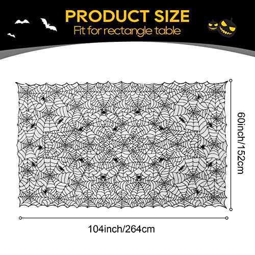 Black Lace Halloween Tablecloth - 60x104 Inch Spider Web Gothic Decor - Variation: Black / 104" x 60"