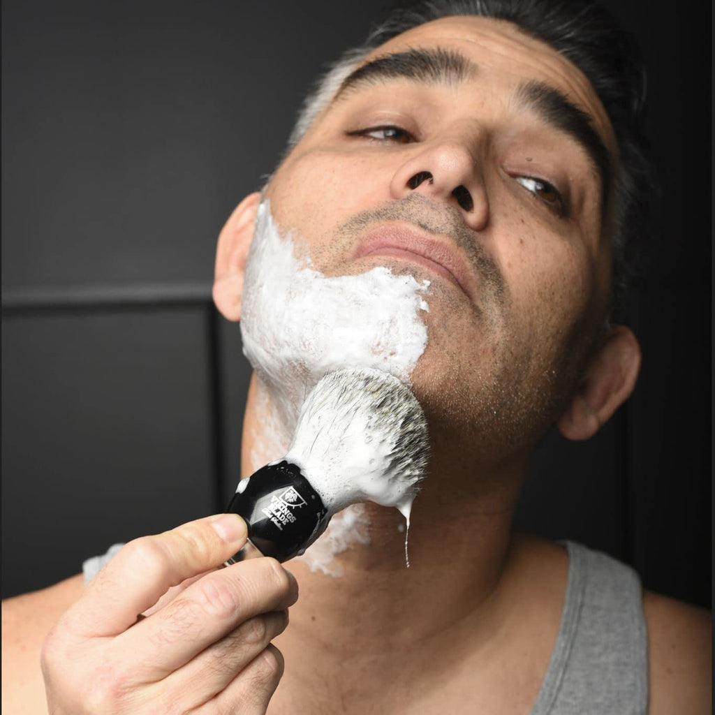 VIKINGS BLADE Luxury Shaving Brush - Ultra Heavy Acrylic & 316L Steel Handle, Dark Stallion Color
