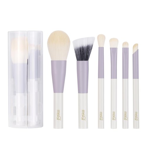 MSQ Make Up Brushes 6PCS Makeup Brush Set Premium Synthetic Powder Brush Blending Brush Eyeshadow Brushes Concealer Brush Stippling Brush with Case (Purple)