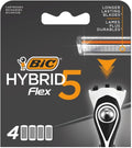 BIC Hybrid 5 Flex Men's Shaver Refills with 5 Moveable Nano-Tech Titanium Coated Razor Blades - Box of 4 Cartridges