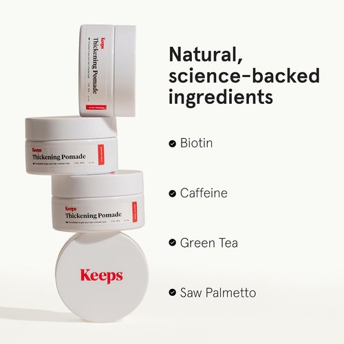 Keeps Thickening Pomade for Men - Medium Hold Matte Finish Styling - Biotin Formula for Fuller Hair - 3 Oz Travel Size