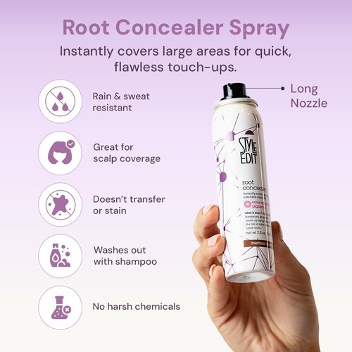 Style Edit Root Touch Up Spray - Temporary Gray Hair Concealer for Thinning Hair | Salon-Quality, Dark Brown, 2 oz