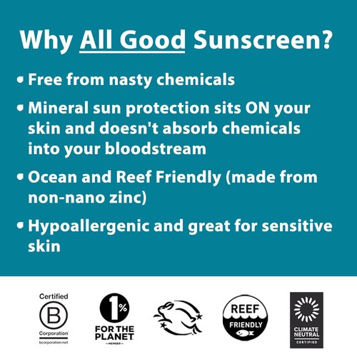 All Good Baby & Kids Mineral Sunscreen Butter Stick - SPF 50 UVA/UVB Protection, Coral Reef Friendly, Water Resistant, 2.75 oz (2-Pack)