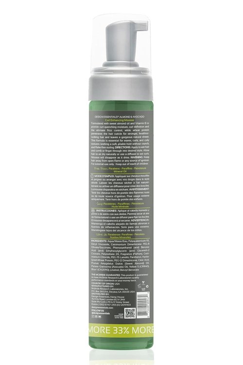 Design Essentials Almond & Avocado Curl Enhancing Mousse - 10 Oz for Beautiful Curly Hair