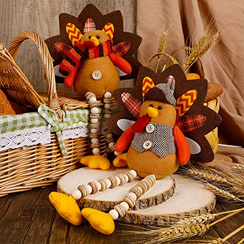 Thanksgiving Tabletop Turkey Couple Decor - 2 Pack Fall Harvest Figurines