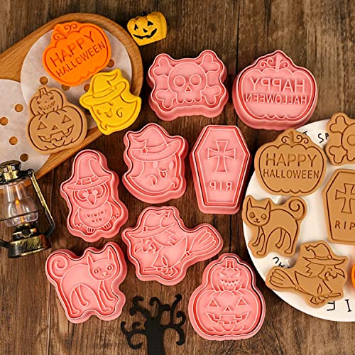 Halloween Cookie Cutter Set 8 Pieces - Food Grade Plastic Baking Tools