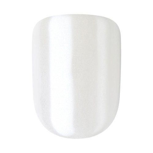 KISS Impress No Glue Mani Press-On Nails, Color FX, White Shimmer, Short Size, Squoval Shape, Includes 30 Nails, Prep Pad, Instructions Sheet, 1 Manicure Stick, 1 Mini File