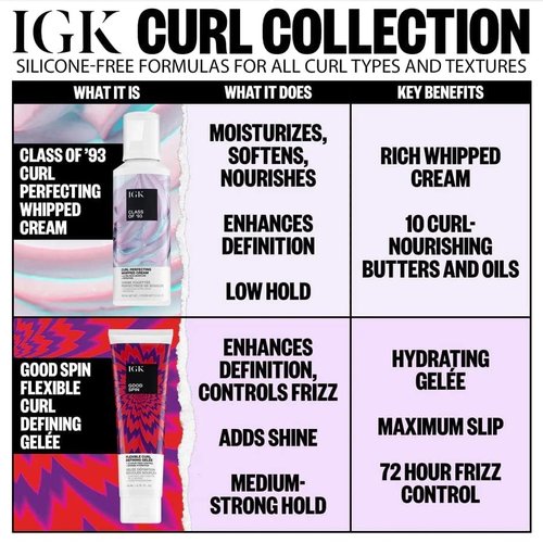 IGK GOOD SPIN Curl Defining Gelee - Hydrating, Frizz Control & Strong Hold | Vegan & Cruelty-Free | 4.75 Oz