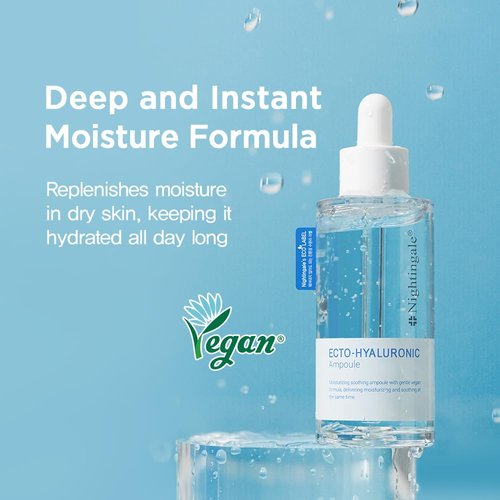 Nightingale Ecto-Hyaluronic Ampoule - 8-Layer Hyaluronic Acid Serum for Dry Skin | Fragrance-Free & Vegan
