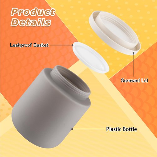 16.9oz/500g Plastic Containers Empty Cosmetic Jars Large Makeup Sample Storage Pot with Lid & Inner Liner for Lotion Cream Ointments DIY Makeup Travel - 3 Pcs-Grey