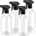 Skiennix 500ml Clear Boston Round Spray Bottles - Adjustable Nozzle for Fine Mist | Reusable Plastic Containers