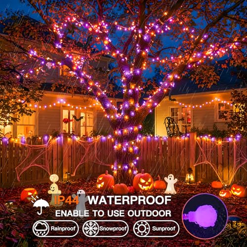 Connectable 43ft LED String Lights with Remote - Orange & Purple Halloween Decor