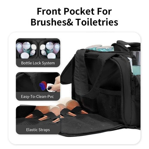 Puffer Travel Toiletry Bag – Large Capacity 11.8”L Makeup Organizer, 4 Compartments, Waterproof Wet/Dry Separation, Ultra-Light Taslan Fabric – Ideal for Business Trips, Gym, Family Vacation, Camping