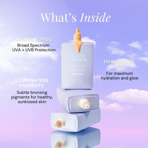 Naked Sundays CabanaGlow™ Sheer Tint SPF 50 – Lightweight Sunscreen Serum with Non-Nano Zinc, Hydrating Skincare Ingredients & Natural Radiant Glow