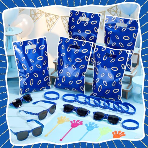 Blue and Gold Ring Party Favor Set - 48 Pieces, Birthday & Celebration