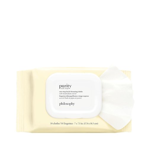 Philosophy Purity Made Simple Facial Cleansing Cloths - Effortlessly Removes Makeup & Dirt - No Rinsing Needed