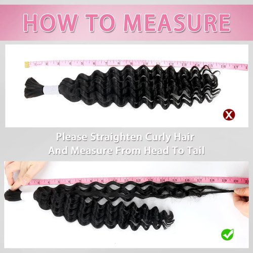 Human Braiding Hair for Boho Braids 100g 18 Inch Water Wave Bulk Human Hair for Braiding Knotless 100% Unprocessed 12A Brazilian Virgin Hair Extensions 2 Bundles/Pack Natural Color