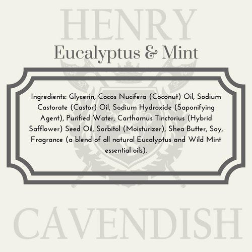 Henry Cavendish Eucalyptus Mint Shaving Soap with Shea Butter & Coconut Oil. Long Lasting 4 oz Puck Refill. Himalaya Fragrance. All Natural. Rich Lather, Smooth Shave. For Ladies and Gentlemen.
