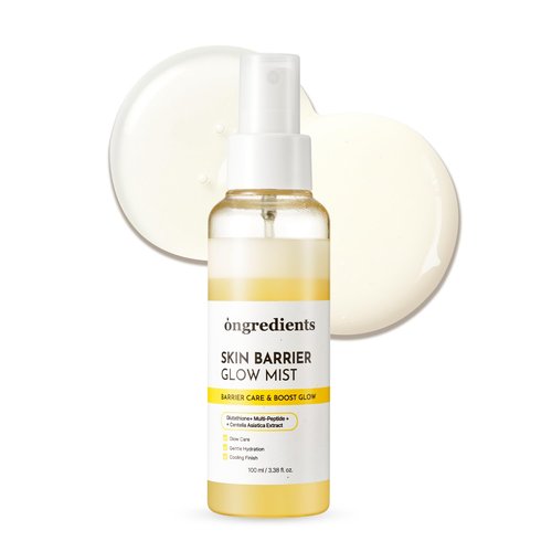 ONGREDIENTS Skin Barrier Glow Mist, Dual-Layer Facial Mist, 98% Pure Glutathione, Multi-Peptide, Centella, Ultra-Fine Spray, Cooling, Dry and Sensitive Skin, Korean Skin Care, 3.38 fl. oz. / 100ml