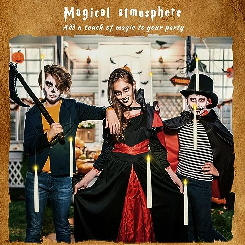 20PCS Flickering LED Floating Candles with Wand Remote for Halloween Decor