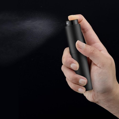 Tekson Travel Perfume Atomizer - Refillable Mini Cologne Spray Bottle (10ml, Black)