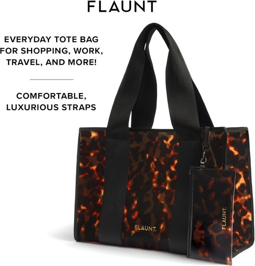 FLAUNT Everyday Tote Bag - Lightweight, Airline Approved, Foldable & Washable with Phone Pouch