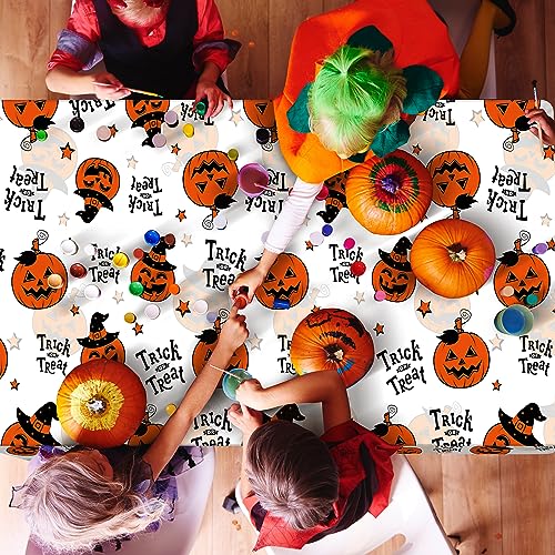 Trick or Treat Halloween Plastic Tablecloths 6 Pack - 54 x 108 Inch Pumpkin Design