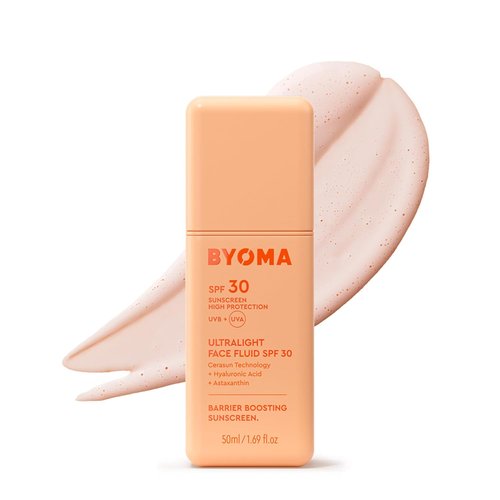 BYOMA SPF 30 Face Fluid - Ultra-Lightweight Sunscreen for All Skin Tones - Luminous Glow, No White Cast - 1.69 fl. oz