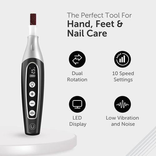 UTILYZE PediLux Pro Professional Manicure Pedicure Kit, Thick Toenail Grinder, Cordless Electric Nail File Drill, Toe Nail for Dremel Tool, Filer, Sander, Remove Callus for Humans, Men, Women, Seniors