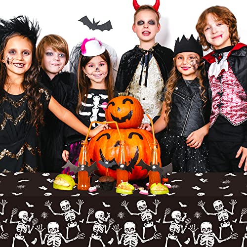 Halloween Skeleton Tablecloth Pack - 3 Disposable Plastic Coverings 54x108 Inches
