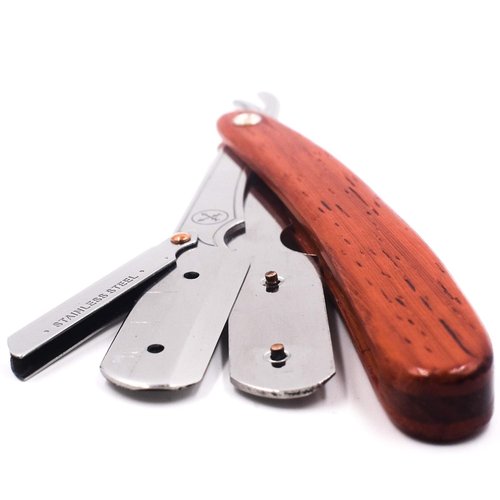 Parker SRRW Professional Shavette Razor - Rosewood Handle, Stainless Steel Arm & Clip Lock System for Secure Blade Fit, 5 Blades Included
