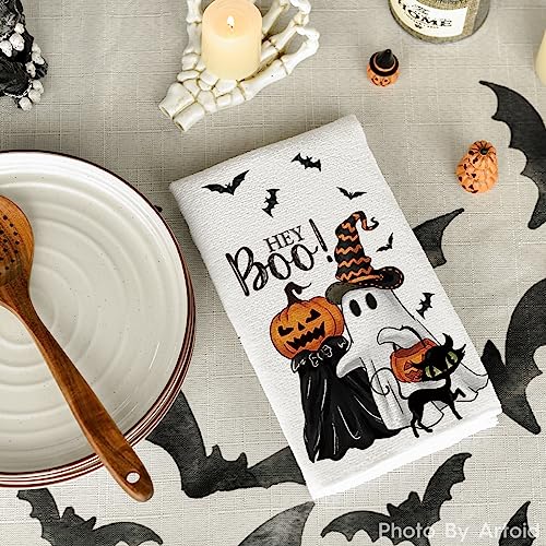 Ghost Cat Halloween Kitchen Towels Set of 2 18x26 Inches - Artoid Mode