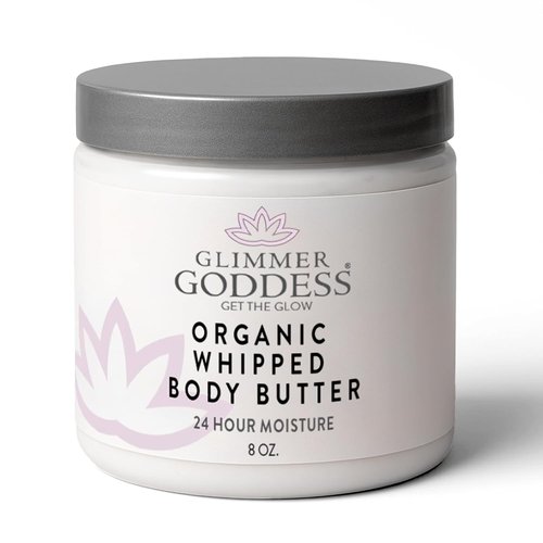 Glimmer Goddess Organic Whipped Body Butter - Moisturizing Cream with Shea & Cocoa Butter | Lavender & Lemon, 8oz