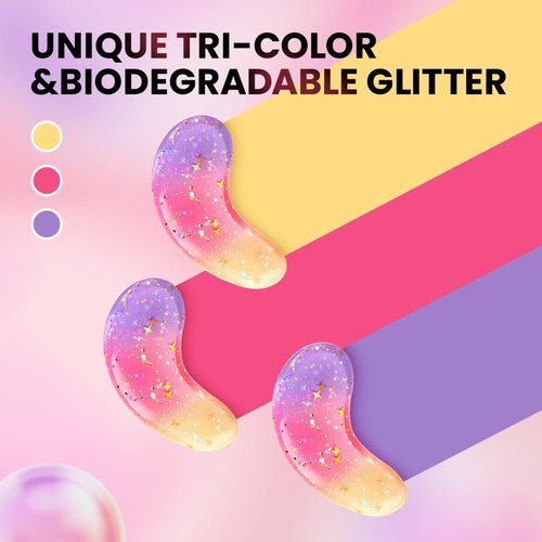 AILEORY Under Eye Patches (24 Pairs) - Tri-color Glitter Eye Gel Pads for Dark Circles, Puffy Eyes, Under eye Bags, Wrinkles | Natural Collagen Under Eye Mask Patches, Valentines Day Gift for Her