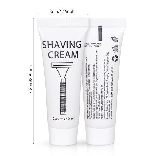 SLequipo Pack of 100 Disposable Shaving Cream Bulk, Individually Wrapped, 10g/0.35 oz, Travel Size Hotel Toiletries Amenities